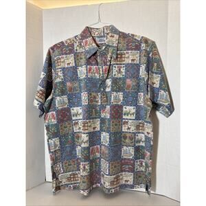 Reyn Spooner Shirt Male XL Half Button Up Patriotic